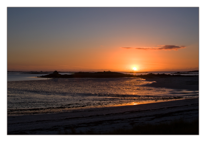Sonnenuntergang am Strand, Plage de Sainte-Marguerite, Land&eacute;da