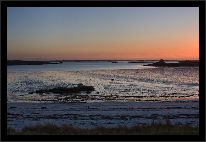 Sonnenuntergang bei Ebbe, Plage de Sainte-Marguerite, Land&eacute;da