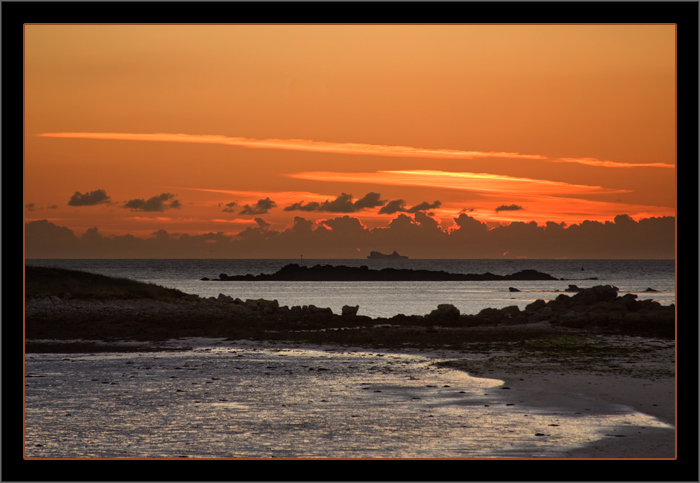 Sonnenuntergang bei Ebbe, Plage de Sainte-Marguerite, Land&eacute;da