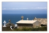Blick über den Friedhof Cerbere auf das Meer, Département Pyrénées-Orientales, Region Languedoc-Roussillon